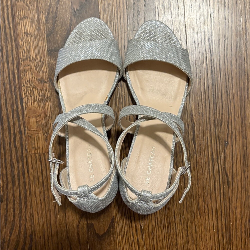 2 for $35
Le Chateau Glittering Silver Sandals